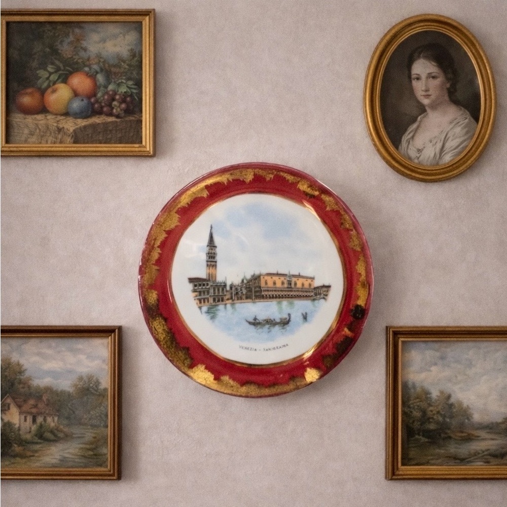 Vintage Winterling Bavaria Venezia Panorama Porcelain Coupe Bowl Italy Scene